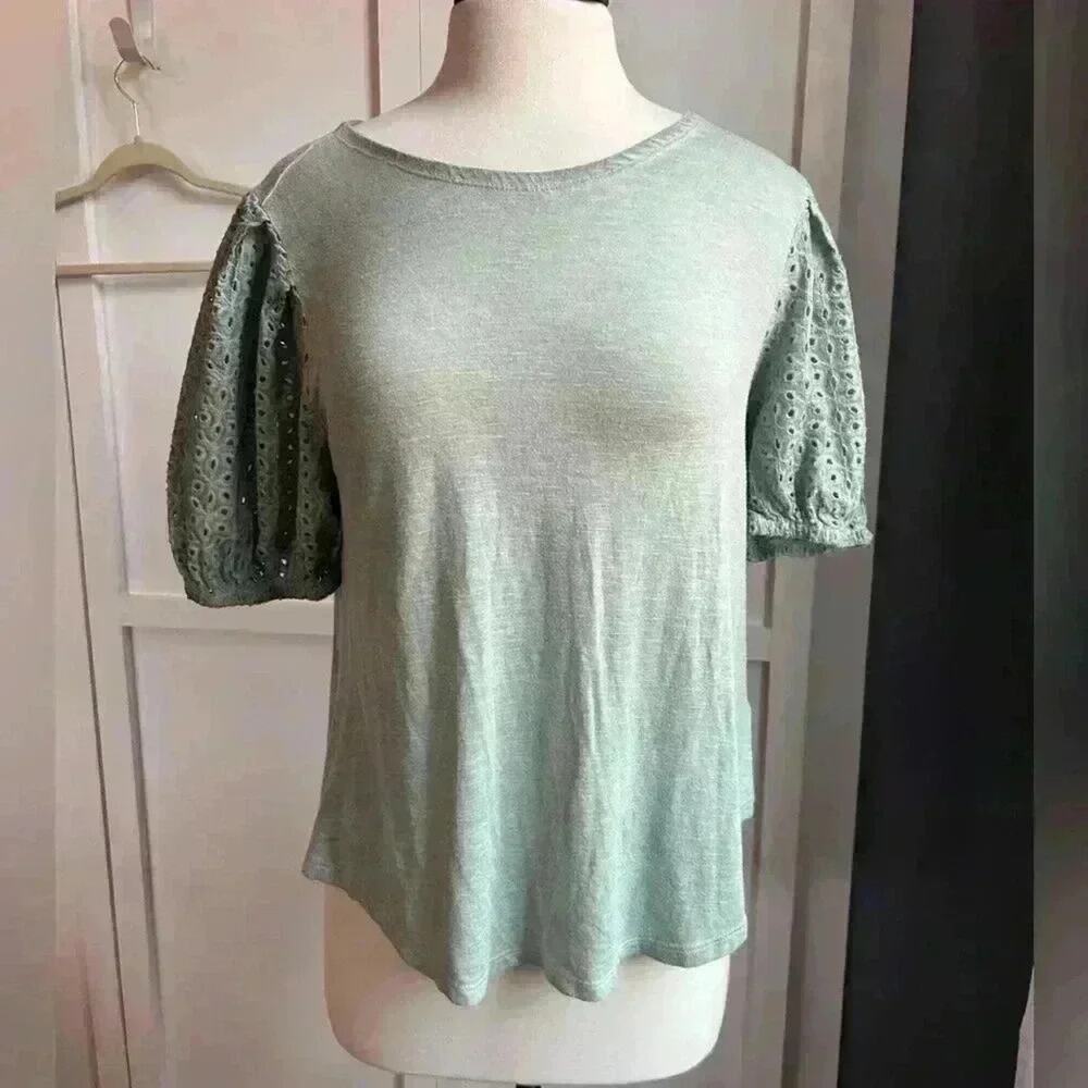 Cupio Sage Puff Sleeve Blouse